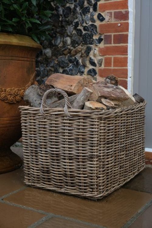 NEW Rectangular Kubu Wicker Rattan Log Storage Handmade Basket Large Heavy Duty