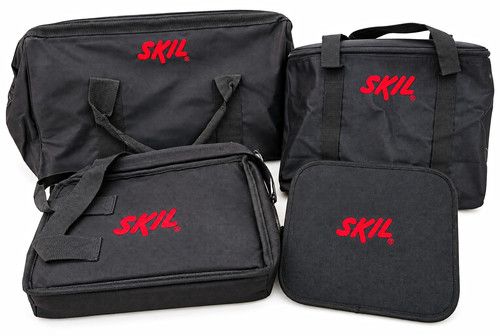SKIL 4-Piece Fabric Tool Bag Set Black/Red with Handles & Zipper Closure