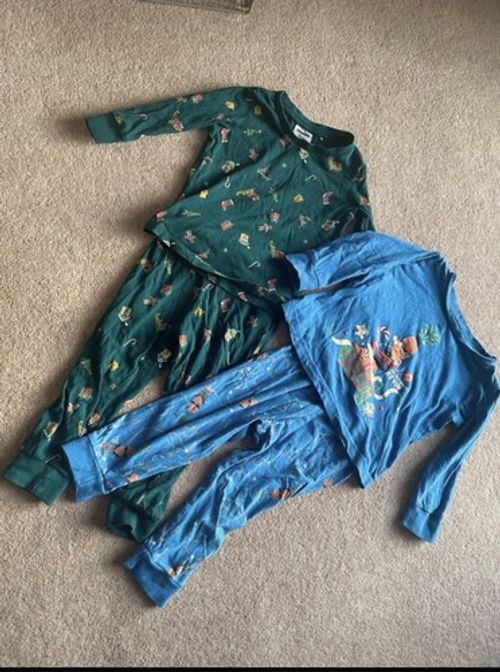 Pair Of Christmas Pyjamas Kevin The Carrot Aldi And Christmas Pattern 1-2 Years