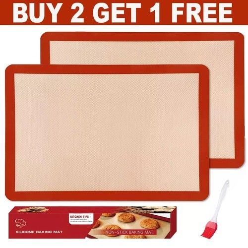 Silicone Baking Mat Fibreglass Non-Stick Reusable Oven Sheet Liner 30cm x 21cm