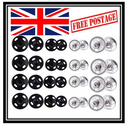 METAL SEW-ON SNAP FASTENERS POPPERS HUGE PRESS STUDS VARIOUS SIZES