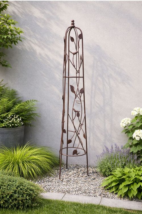 Metal Garden Obelisk Plant Support  Cage Frame Nature Bird Leaf 1.2m — image 5