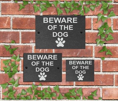 Beware of the Dog Slate Door Gate House Sign 3 Sizes All Breeds available D - L