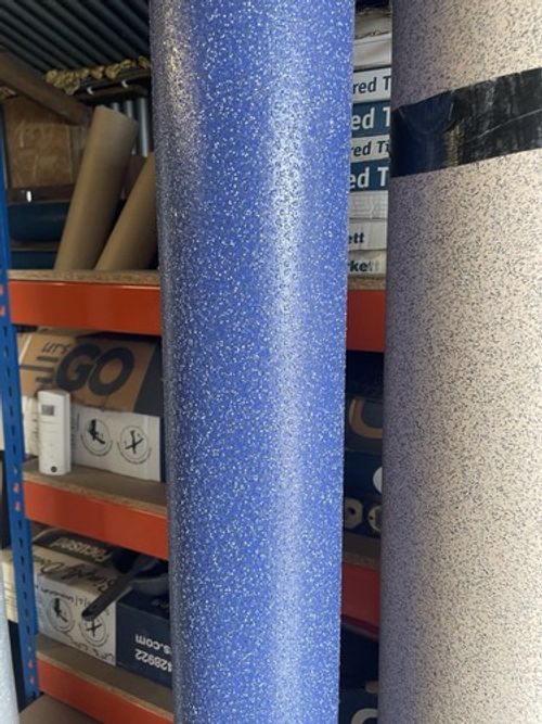 Slip Resistant Shower Room/wet Room Vinyl Polyflor Hydro Roll End Blue Forge.