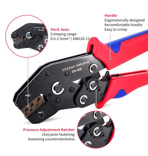 SN-48B Ratchet Crimping Plier Crimper Tool 0.5-1.5mm² AWG22-16 for Terminal Kit — image 3