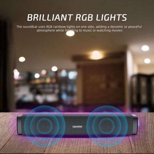 Wired Sound Bar TV Computer Speaker Subwoofer PC Laptop USB Stereo Soundbar