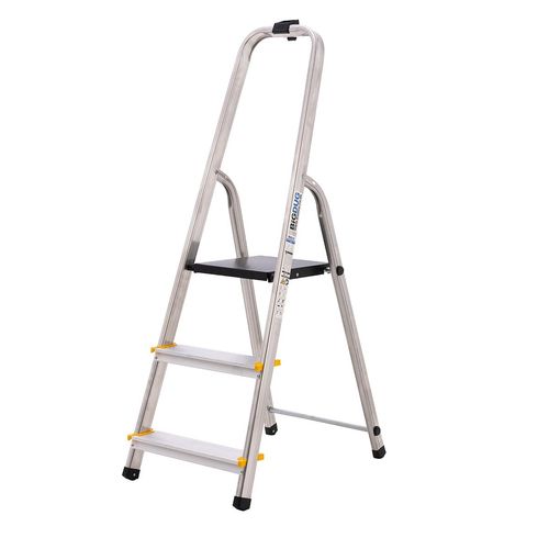 BiGDUG Aluminium Step Ladder - Non-Slip Surface Hand Rails - 3-8 Tread Step — image 1