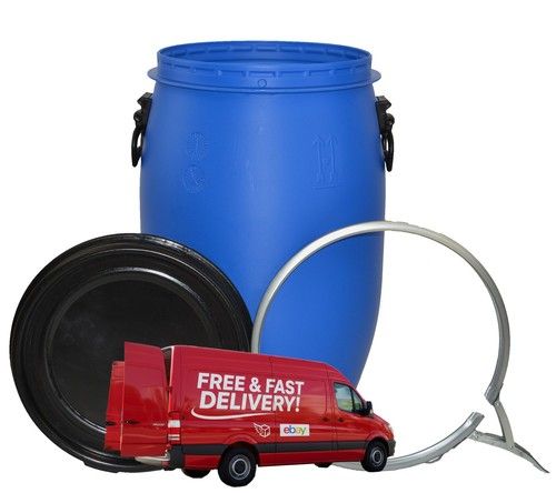 Open Top Plastic Storage Drum Barrel Keg With Lid 60 Litre Food Grade New