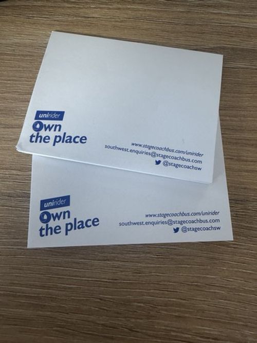 Stagecoach South West Bus Branded Notepad Unirider Small Sticky Notepad