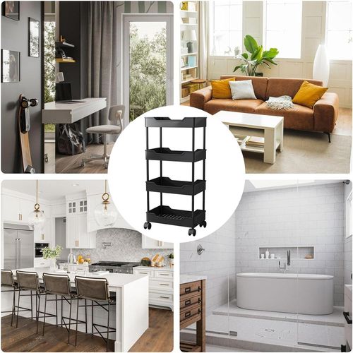 4 Tier Storage Trolley Cart on Wheels Kitchen Bathroom Laundry Rolling Rack — image 12
