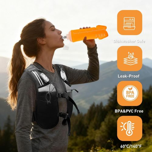 Running Vest with LED Lights & 500ml Water Bottle - Adjustable Hydration Vest — image 6