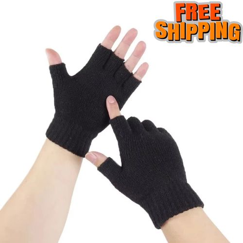 Unisex Fingerless Black magic Half Finger Thermal gloves Mens Womens boys — image 1