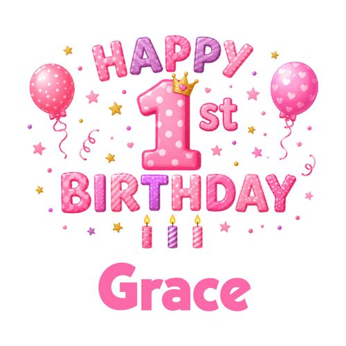 Wrapping Paper Pink 1st Birthday Personalised Name Baby Girl Premium Gift Wrap — image 4