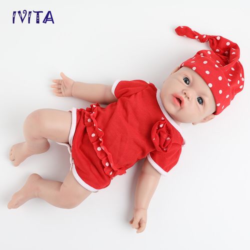 IVITA 17"Cute Baby Girl Full Body Silicone Doll Lifelike Reborn Baby Xmas Gifts — image 10
