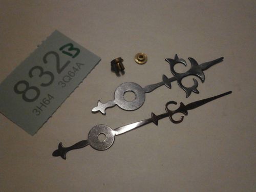 Clock HANDS Pair Blued Steel & collets for clock movement wall mantle bracket — image 1