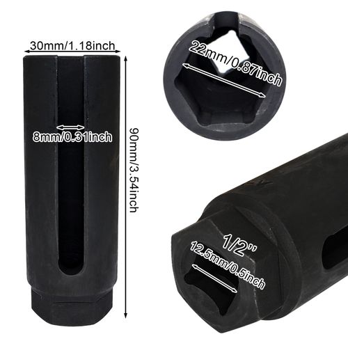 22mm Heavy Duty 1/2" Drive O2 Lambda Oxygen Sensor Open Socket Removal Tool Kit — image 2