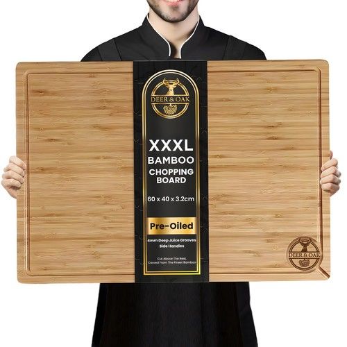 Extra Large Wooden Chopping Board Bamboo Cutting Serving Wood Kitchen Food