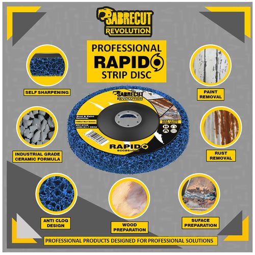 5 x SabreCut 100mm 4" Poly Strip Wheel Discs Paint Rust for Grinders 16mm Hole — image 2