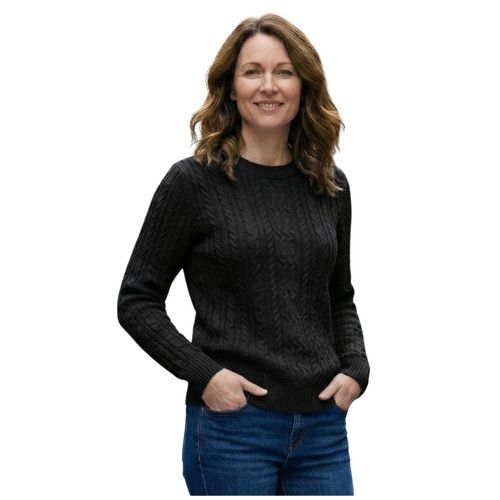 Ladies Cable Knit Jumper ? Women?s Chunky Knitted Crew Neck Pullover Sweater