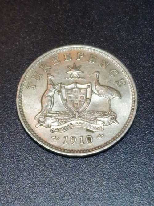 1910 Australia Threepence Silver Coin - First Year Of Issue - High Grade