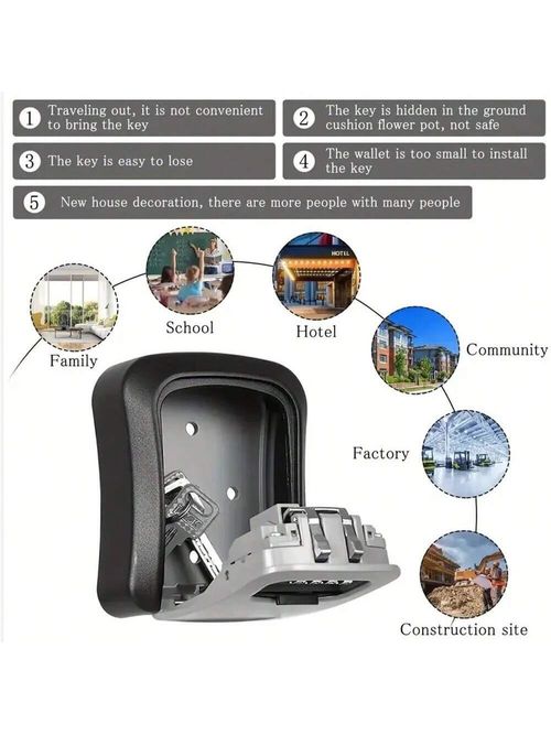 Outdoor High Security Wall Mounted Key Safe Box Code Lock Storage 4 Digit UK — image 4