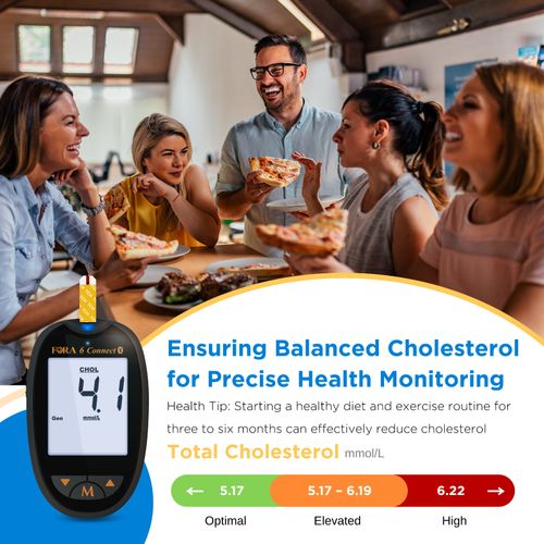 FORA 6 Total Cholesterol Test Kit | Home Cholesterol Monitor with 10 Test Strips — image 3