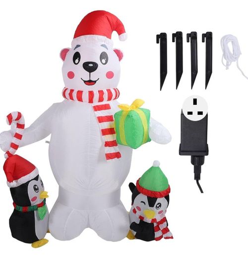 6ft Large Inflatable Polar Bear LED Lights Outdoor Christmas Decorations  — image 6