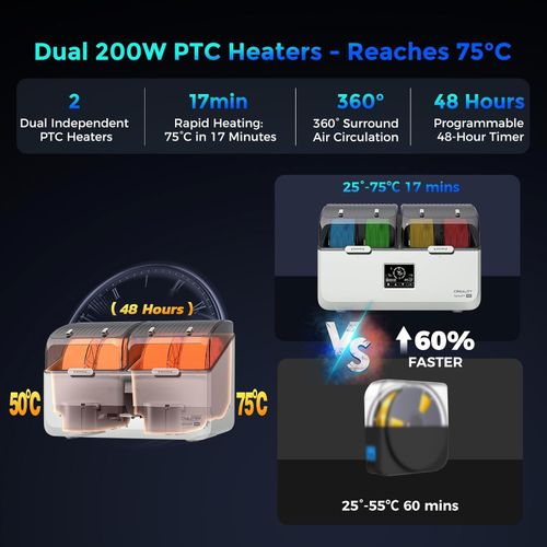 Creality Filament Dryer SpacePi X4L Filament Storage Box Dual Chambers Max 75℃ — image 4