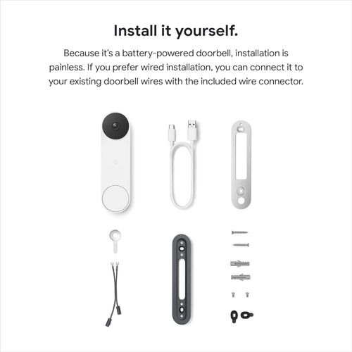 Google Nest Doorbell - Battery - Wireless 960p Video Doorbell - White — image 8