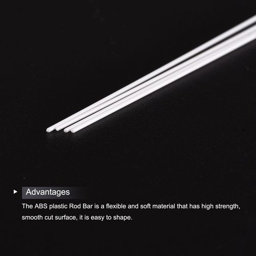 5Pcs ABS Plastic Rods Diameter 0.5mm Length 500mm White Stick Solid Bar — image 3
