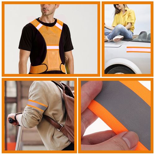 High Visibility Orange Reflective Fabric Tape Durable Polyester for Outdoor Use — image 3