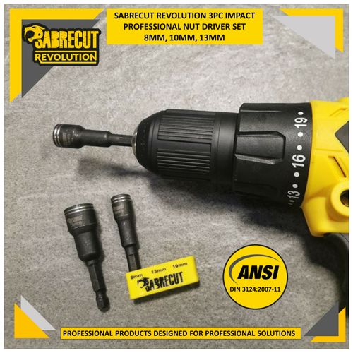 SabreCut Impact Rated Drill Driver Magnetic Nut Socket Bit Set 1/4'' Hex Drive — image 6