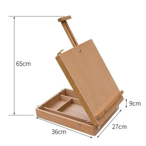 Portable Wooden Desk Top Easel Box Stand Sketch Box Storage Art medium Tools