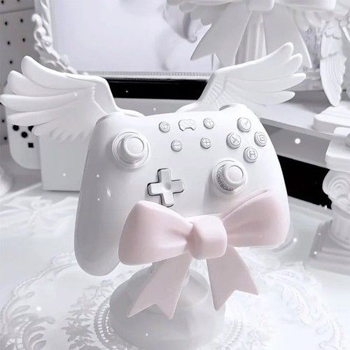 Angel Wings Headphone Stand With Gaming Controller Holder Pink Computer Gaming E