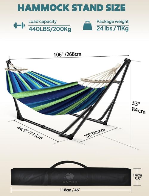 Hammock & Hanging Chair with Foldable Portable Stand, Indoor/Outdoor Easy Setup — image 2