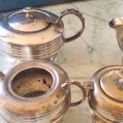 Silver Plate Tea & Coffee Pots Set Teapot & Coffee Pot with Lids