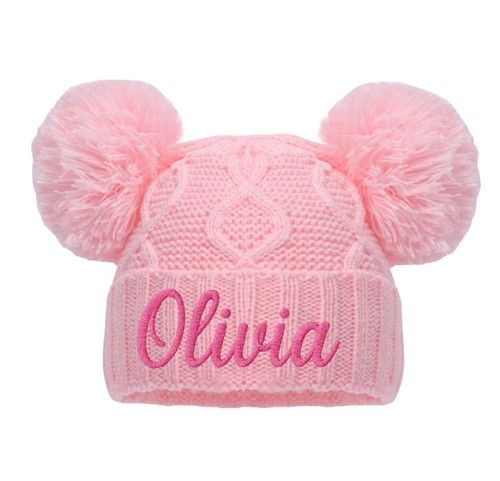 Boys Girls Baby Diamond Double Pom Pom Hats Newborn- 12 Months Cute Personalised