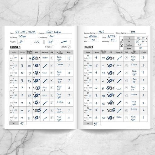 Golf Log Pocket Notebook - Progress Tracker, 50 Detailed Rounds Pocket, Green  — image 2