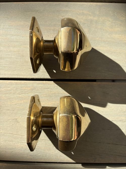Pair of Antique Victorian Large Brass Door Pulls — image 5