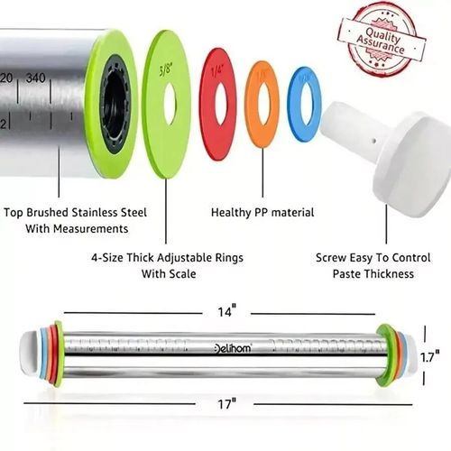 1pc Stainless Steel Adjustable Rolling Pin Thickness Ring Non Stick FrenchStyle) — image 7