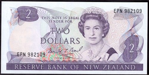 New Zealand Two Dollars EPN 982109  light denting AU+