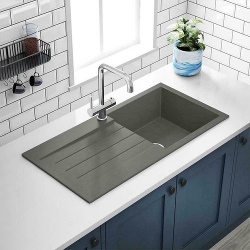 Comite Granite Single Bowl Kitchen Sink-GREY- with Reversible Drainer-Undermount — image 2