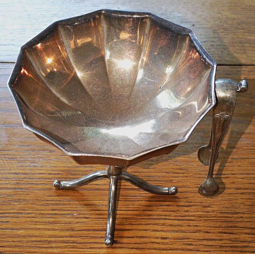 Silver Plate Pedestal Serving Bowl with Ladle - Silver Plate Bowl