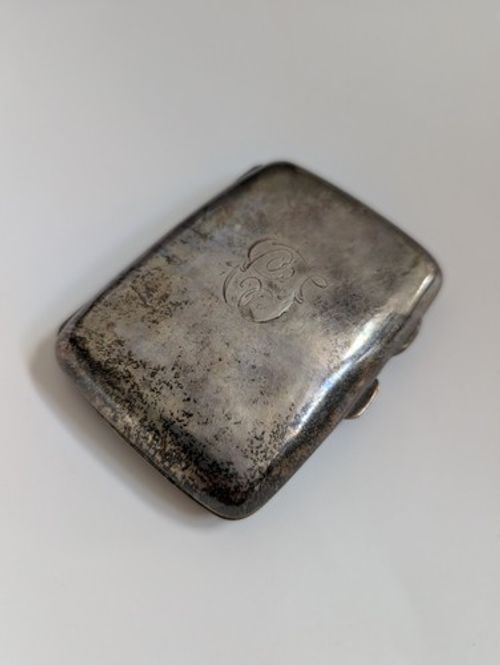 1919 Solid Silver Engraved Cigarette Case 63g .925 Hallmarked L&G