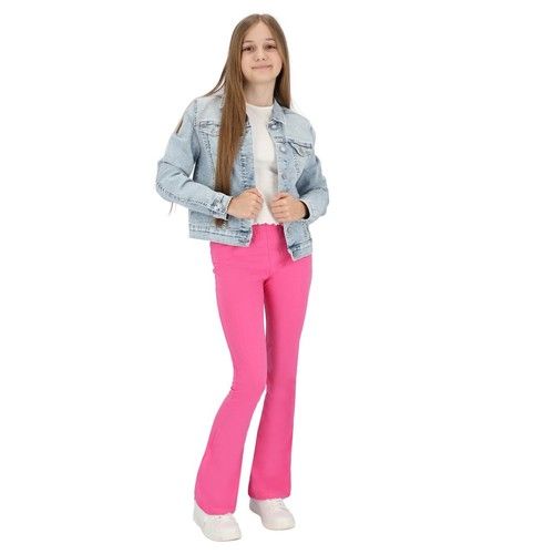 Girls Flared Leggings Kids Cotton Stretch Bootcut Trousers School Dance CHFL