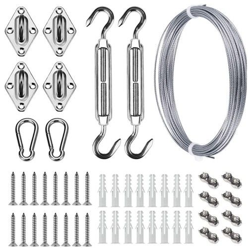 Sun Shade Hardware Kit for Rectangle and Square 12ft x 12ft, Silver