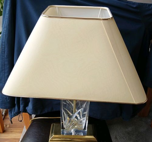 Nachtmann Crystal and Brass Table Lamp Rectangular floral pattern  — image 7
