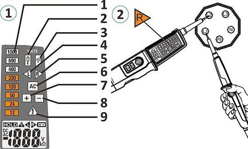 2 Pole Voltage Continuity Detector 1000V RCD TESTER phase rotation + FLASHLIGHT — image 4