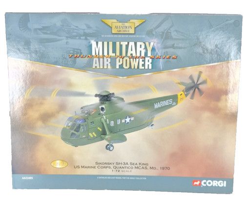 Corgi AA33405 1:72 Scale Sikorsky SH 3A Sea King USMC Quantico Helicopter Boxed.
