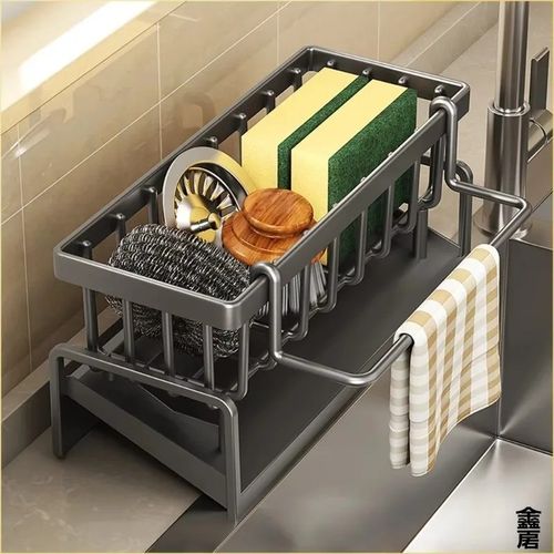 Kitchen Sink Caddy Basket Drain Rack Sponge Dishcloth Holder Storage Organizer — image 6